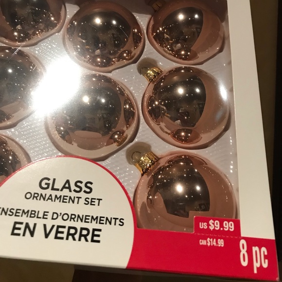 Rose Gold Metallic Chrome Glass Christmas Ornaments - Picture 2 of 8